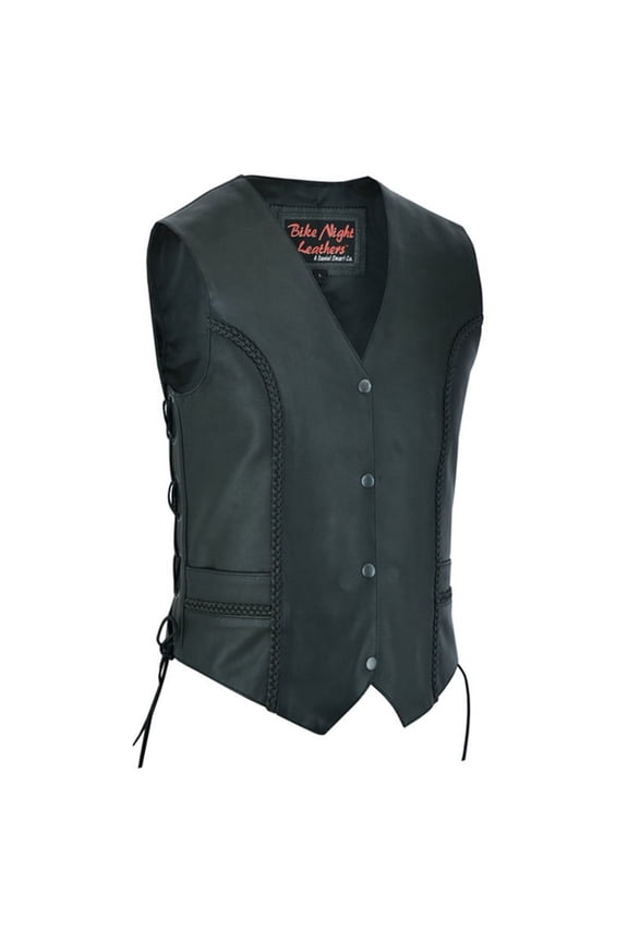 Daniel Smart XS to 6XL Women's Leather Vest Cowhide Leather Vest with Side Laces