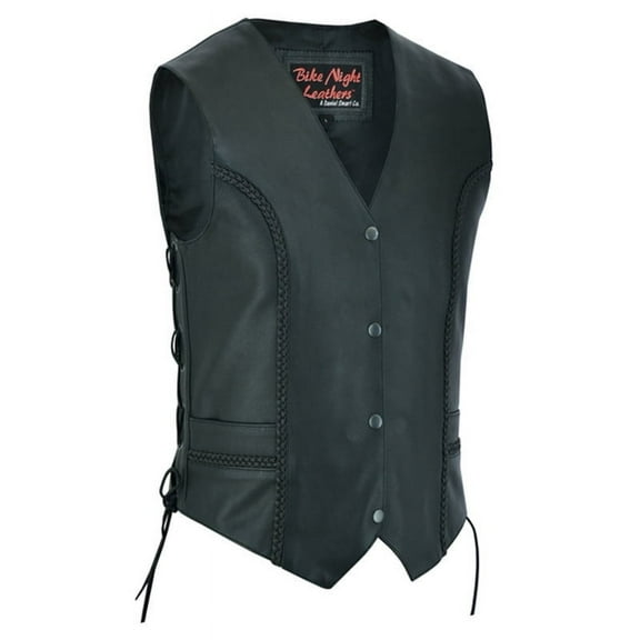 Daniel Smart XS to 6XL Women's Leather Vest Cowhide Leather Vest with Side Laces