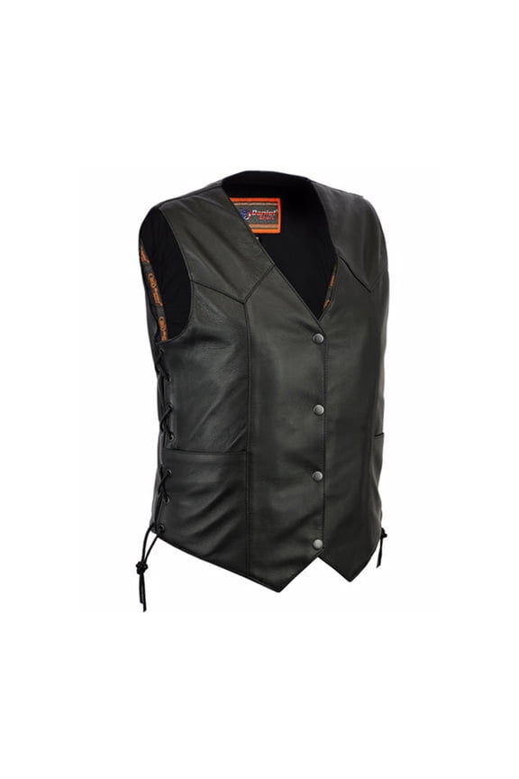 Daniel Smart XS to 8XL Leather Vest For Women Unique V-Shaped Design with Side Laces