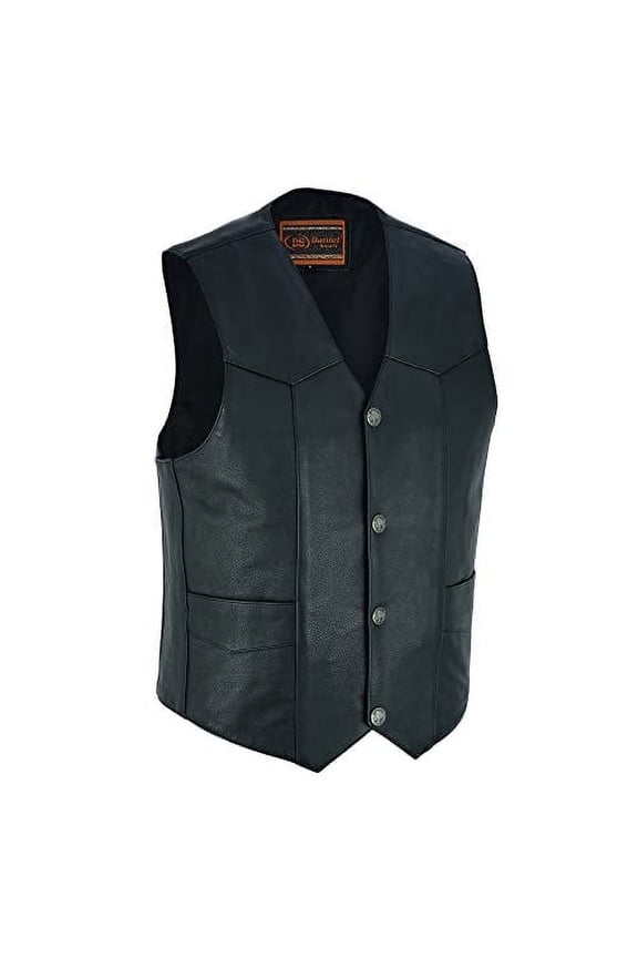 Daniel Smart XS to 9XL Motorcycle Leather Vest For Men Biker Vest with Unique V Shaped Neck Design