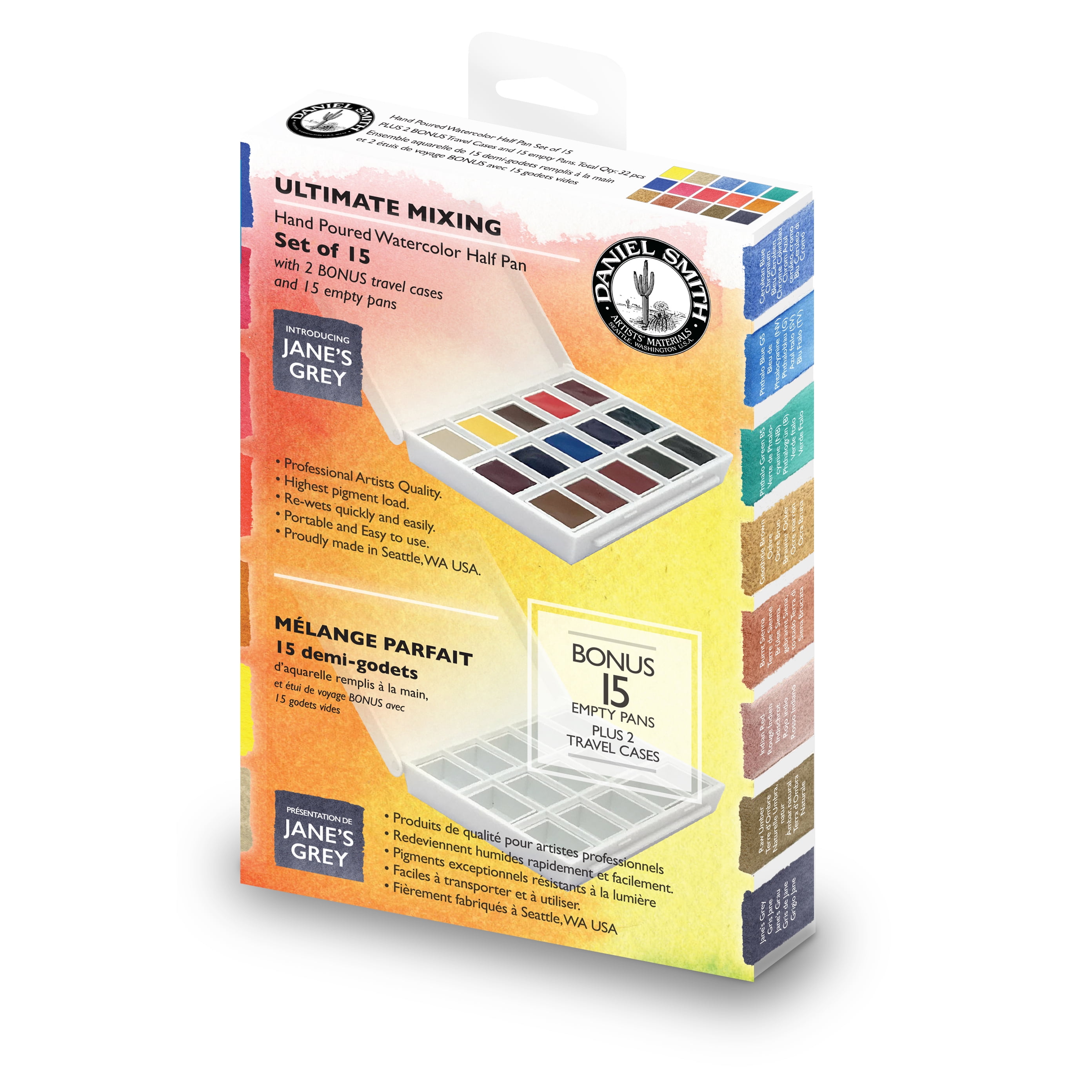Ultimate Mixing Hand Poured Watercolor Half Pan Set of 15
