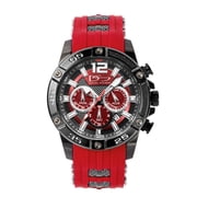 Daniel Steiger Mens Adventurer Red Sports Watch & Sunglasses Matching Set - Silicone Watch Strap - Quartz Chronograph Movement - Water Resistant - Gift Case Included