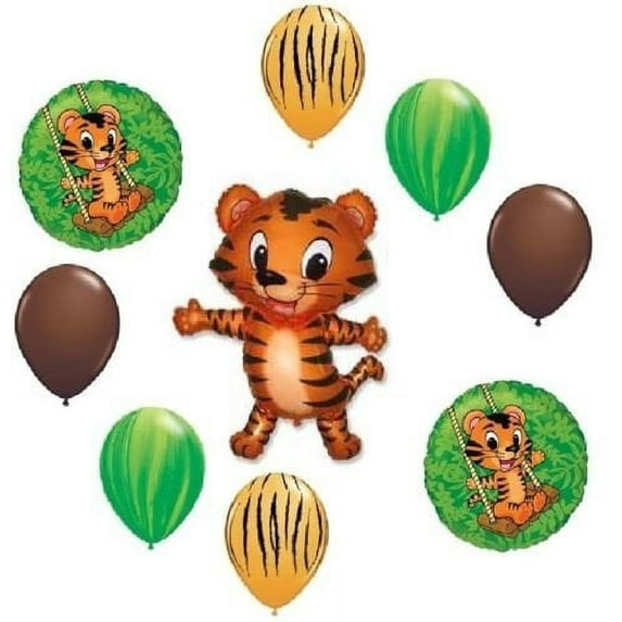 Daniel TIGER Cub Black Orange Stripes Jungle Zoo Safari 9 Pc Party Balloons Set