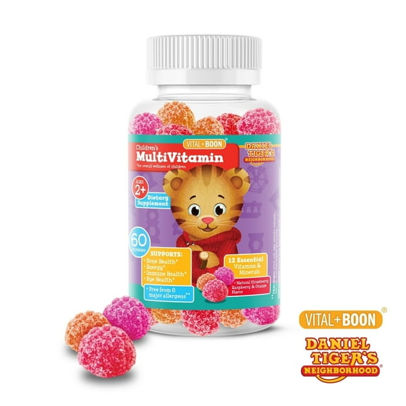 Vital+Boon Daniel Tiger Multivitamin Gummies Natural Immune Support Supplement for Kids, 60-Count