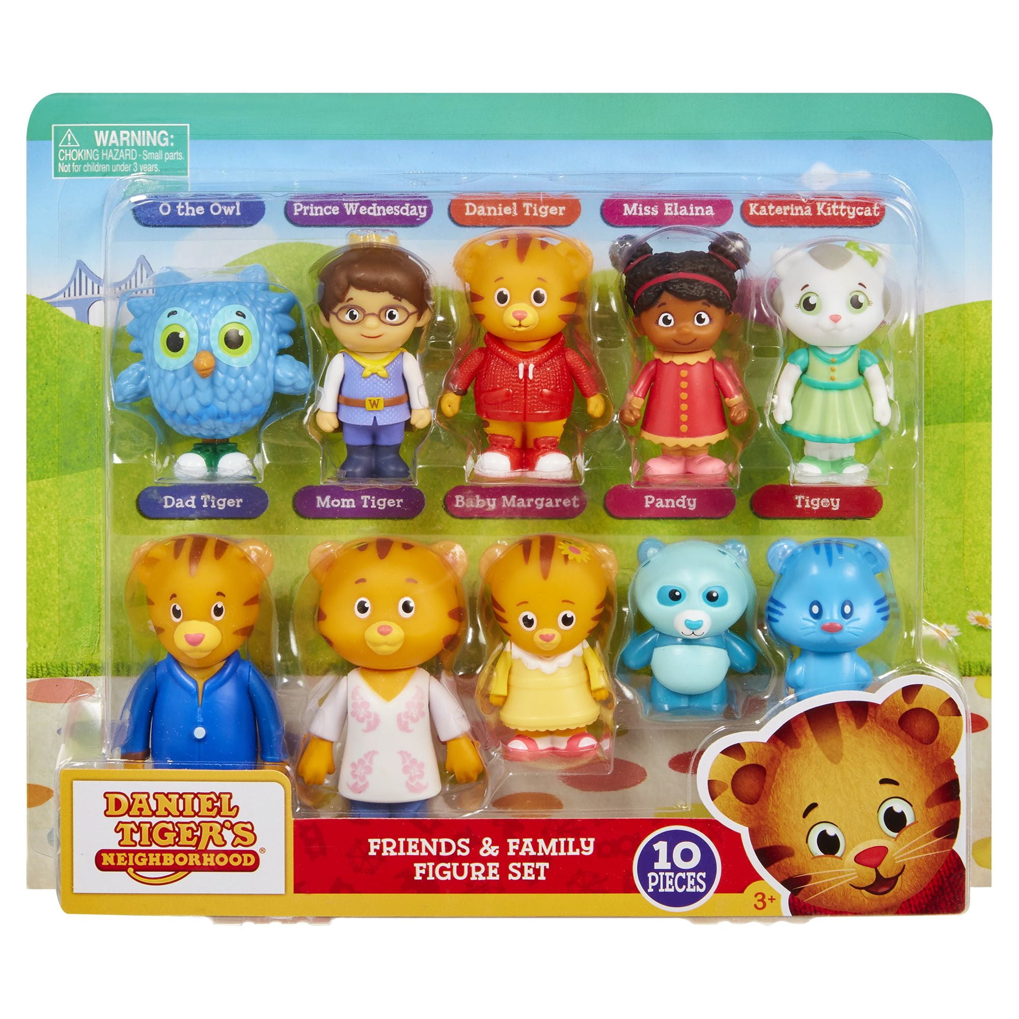 Daniel Tiger's Neighborhood Friends & Family 10-Piece Colorful Plastic Figurine Set