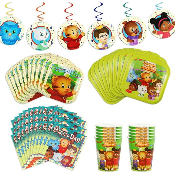 Daniel Tiger's Neighborhood Party-In-A-Box - 61 Pieces Party Kit - Quality Decorations & Supplies - Plates, Napkins, Cups, & Streamer C110