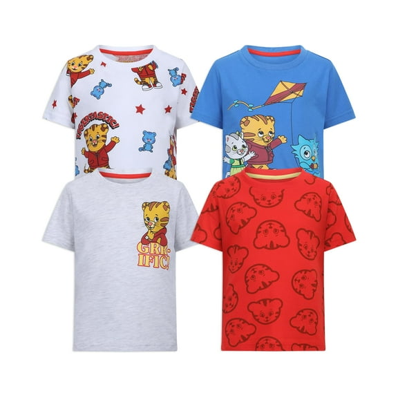 Daniel Tiger's Neighborhood Short Sleeve T-Shirt (Boys), 4 Pack, Sizes 2T-7