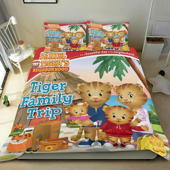 Daniel Tiger's Neighborhood-themed Bed Sheet Set Three Piece Set Comfortable And Skin Friendly Unique Design Home Decor Gifts For Family Friends fans54''x79''135*200cm