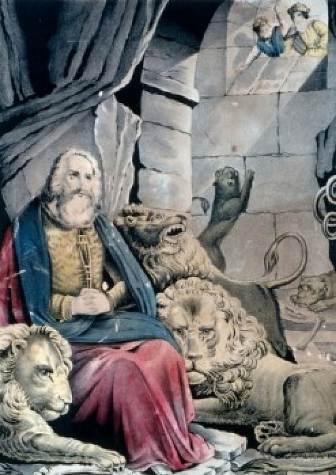 Daniel in the Lions Den Currier and Ives color lithograph (1857-1907) Washington DC Library of Congress Canvas Art - Currier and Ives (18 x 24)