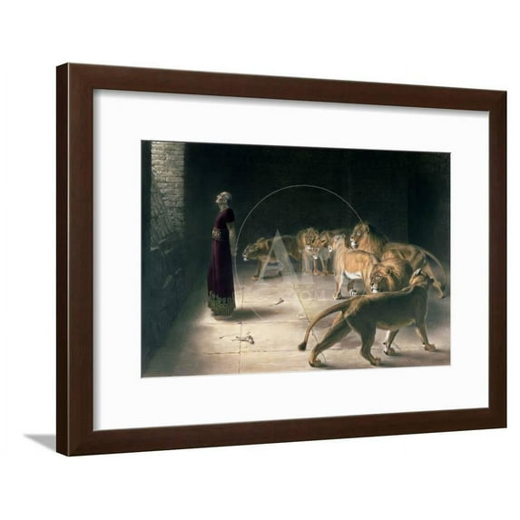 Daniel in the Lions Den, Mezzotint by J B Pratt, with Hand Colouring, Animals Framed Art Print Wall Art by Briton Rivi?re Sold by Art.Com