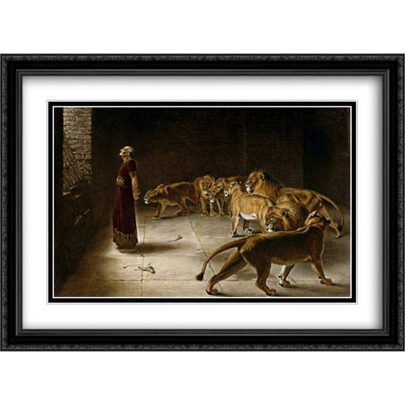 Daniel's Answer to the King 2x Matted 38x28 Large Black Ornate Framed Art Print by Briton Riviere