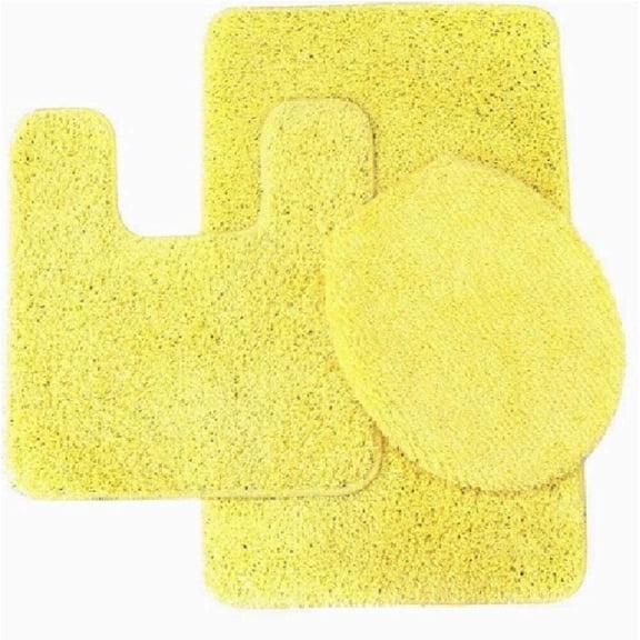 Daniel s Bath Beyond 3 Piece Bath Set with 20 x 31 Bath Mat 20 x 20 Contour Mat and 18 x 18.5 Lid Elite Frizzy