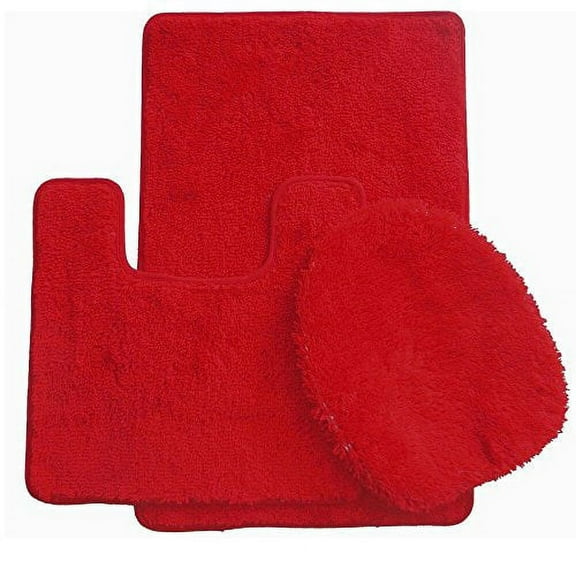 Daniel's Bath Daniel's Bath & Beyond 3 Piece Solid Luxury Bath Mat, Red, 3 Count