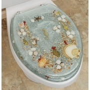 Daniel's Blue Elongated Chrome and Resin 14.25" x 17", Toilet Seat