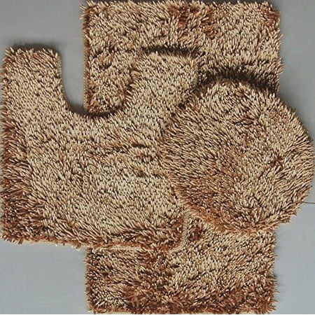 Daniel's Linens Brown Chenille Bath Rug Set, Non-Slip (3 Pieces)