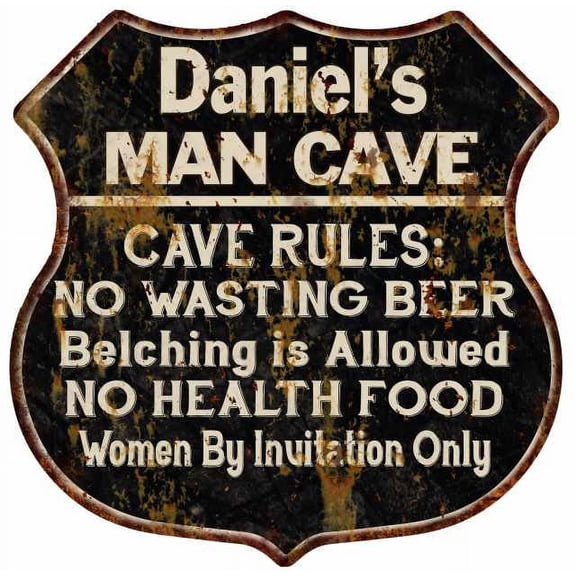 Daniel's Man Cave Rules Sign Shield Metal Gift 211110007262