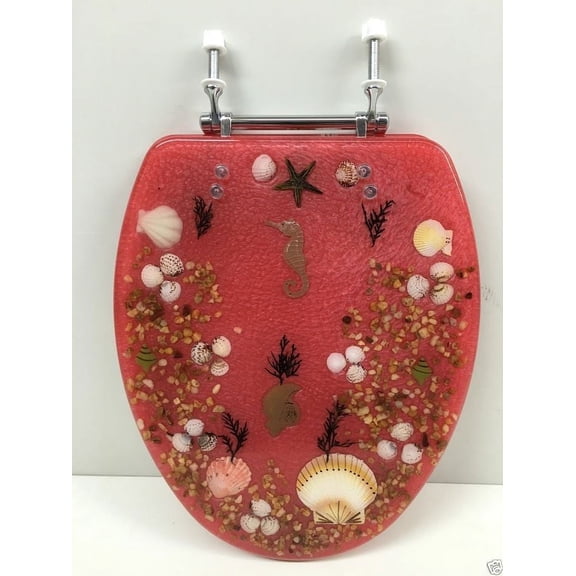 Daniel's Pink Oval Chrome Resin 14.25" x 17", Toilet Seat