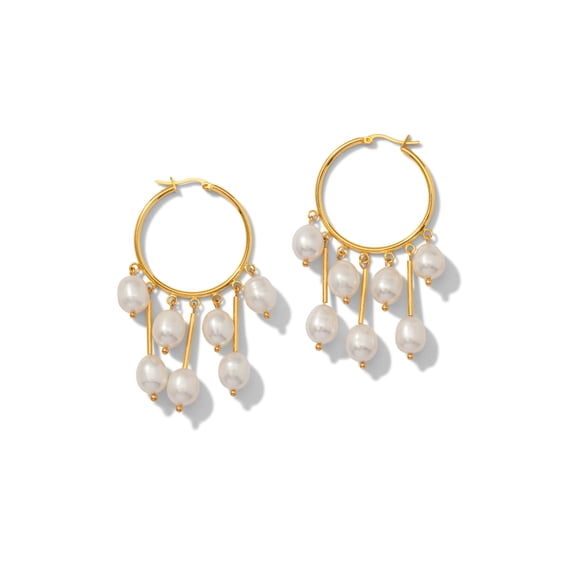 Daniela Dangle Hoop Pearl Earrings