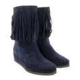 thumbnail image 1 of Daniela Fargion Blue Suede Mid Calf Low Wedge Heel Boots-10 for Womens, 1 of 4
