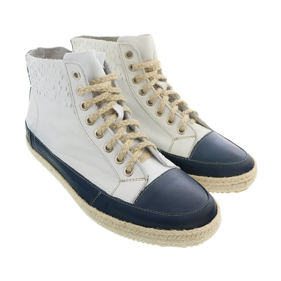 Daniela Fargion Blue White Leather Espadrille High Top Sneakers-10 for Womens