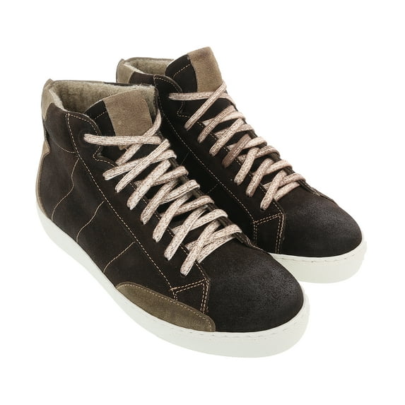 Daniela Fargion Brown Camel Suede Mid Top Distressed Leather Fashion Sneakers-7 for Womens