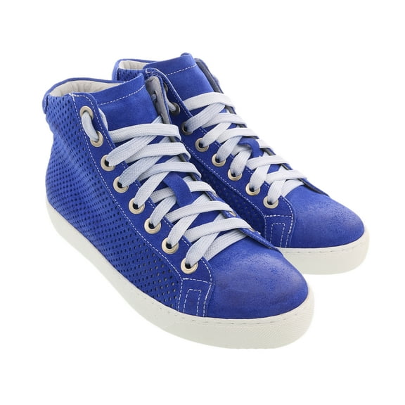 Daniela Fargion Cobalt Blue Suede Mid Top Leather Fashion Sneakers-40 for Womens
