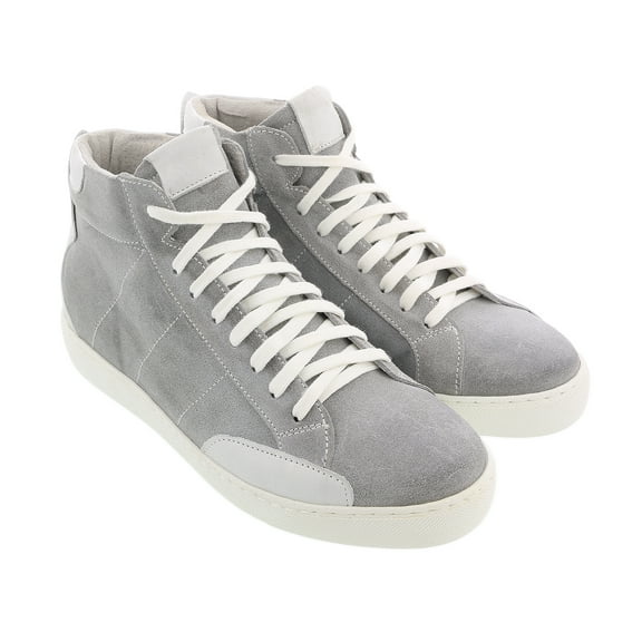 Daniela Fargion Grey Suede Mid Top Distressed Leather Fashion Sneakers-10 for Womens