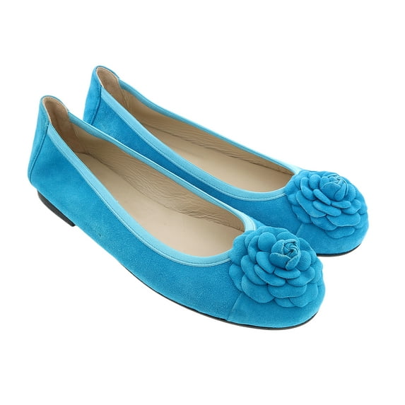 Daniela Fargion Taupe Suede Camelia Toe Flat Suede Ballerina Shoes-10 for Womens