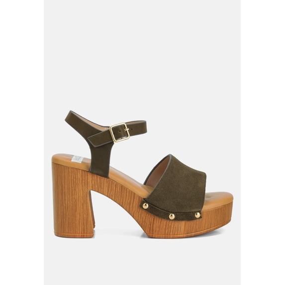 Daniela Genuine Suede Leather High Block Sandals