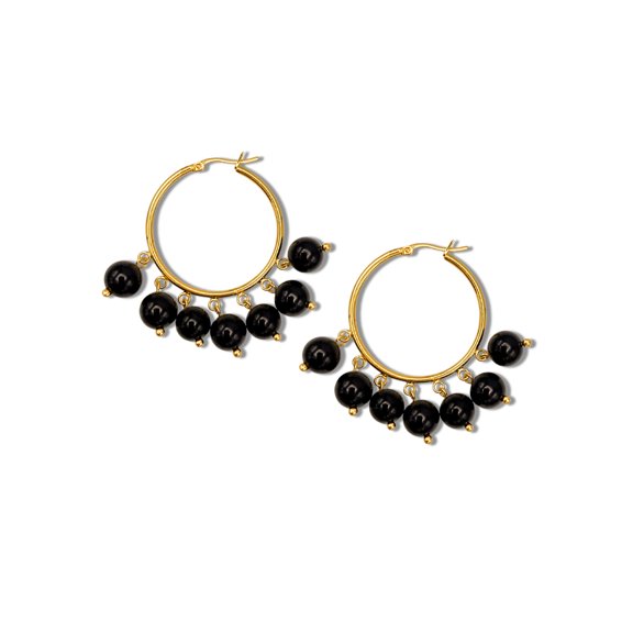 Daniela Hoop Onyx Earrings