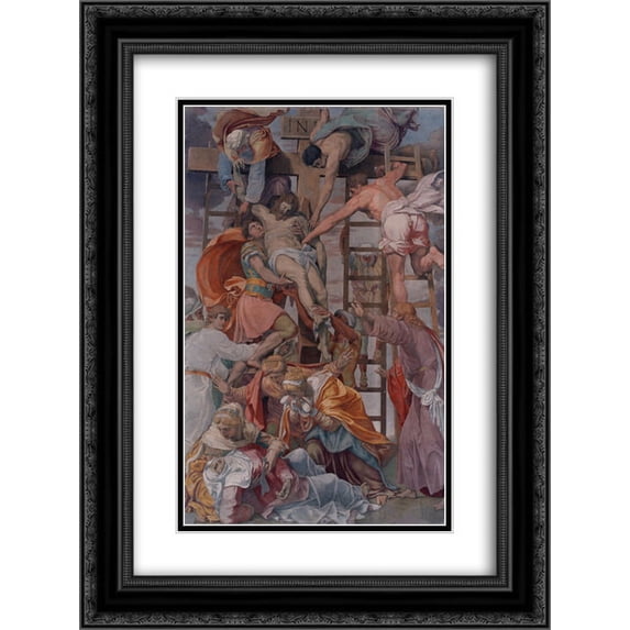 Daniele da Volterra 2x Matted 20x24 Black Ornate Framed Art Print 'Descent from the Cross (The Deposition)'