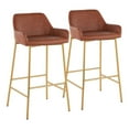 thumbnail image 1 of Daniella Contemporary Glam Fixed-Height Bar Stool In Gold Metal And Camel Faux Leather - Set Of 2, 1 of 7