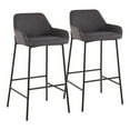 thumbnail image 1 of Daniella Industrial Fixed-Height Bar Stool In Black Metal And Charcoal Fabric - Set Of 2, 1 of 7