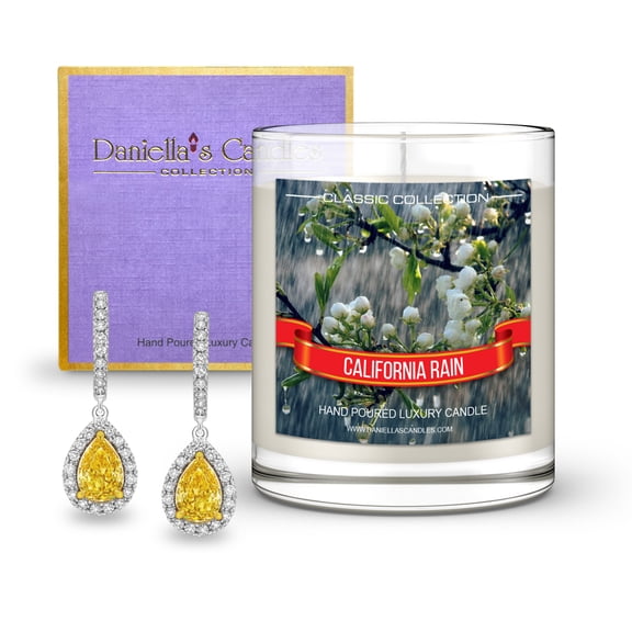 Daniella's Candles California Rain Jewelry Candle with Surprise Jewelry Inside - Earrings
