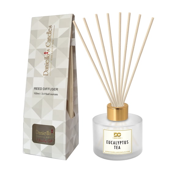 Daniella's Candles Eucalyptus Tea Reed Diffuser Oil Set Frosted