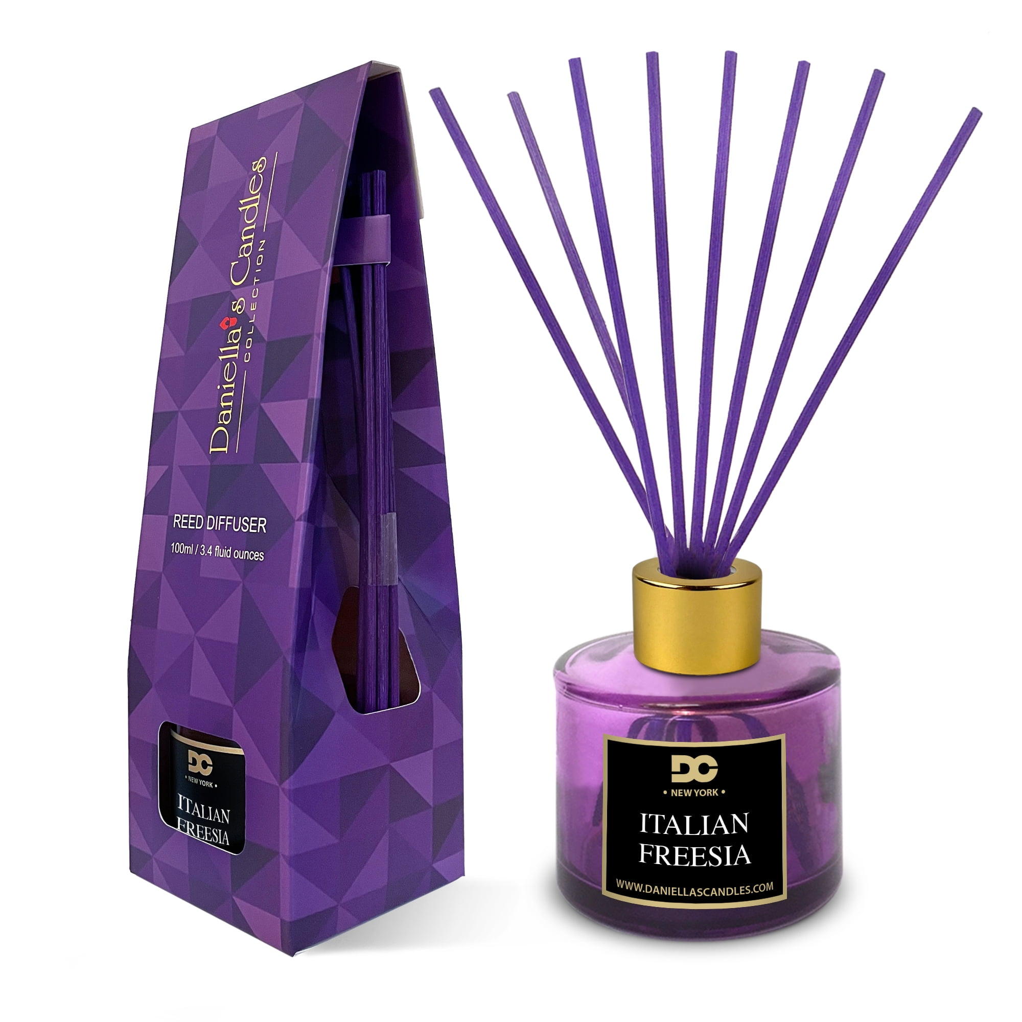 Daniella's Candles Italian Freesia Reed Diffuser Set Purple 3.4oz/100mL ...