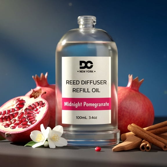 Daniella's Candles Reed Diffuser Refill Oil, Midnight Pomegranate, 100ml, 3.4oz