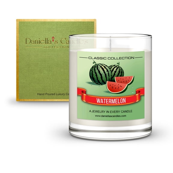 Daniella's Candles Watermelon Jewelry Candle with Surprise Jewelry Inside - Earrings