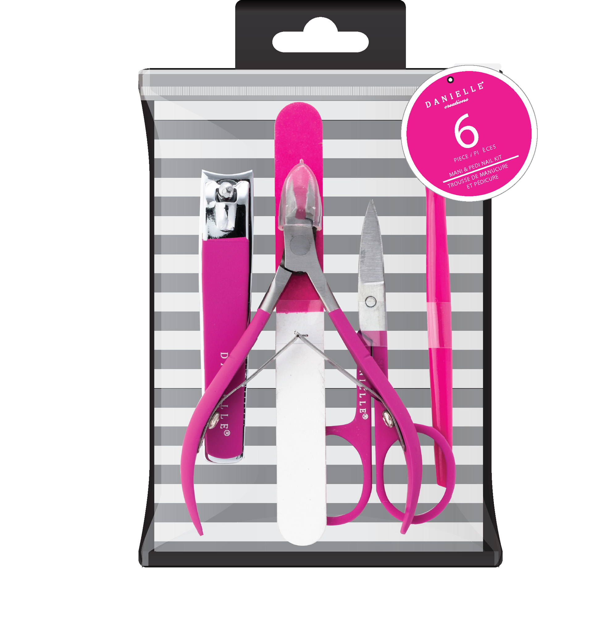 Danielle All In One Mani/Pedi Set, Pink, 6 Ct