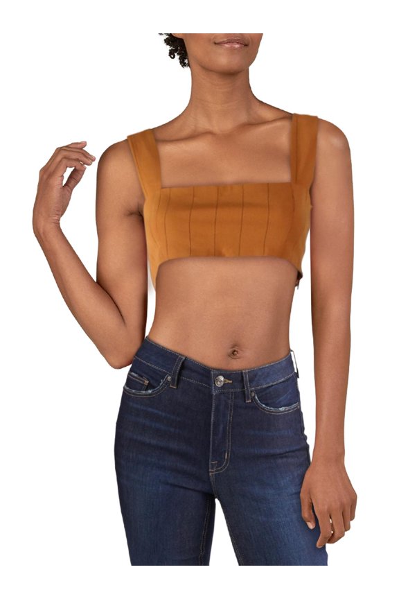 Womens Cropped Pinstriped Tank Top