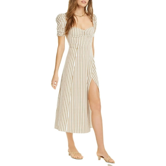 Danielle Bernstein Womens Floral Puff Sleeves Slip Dress
