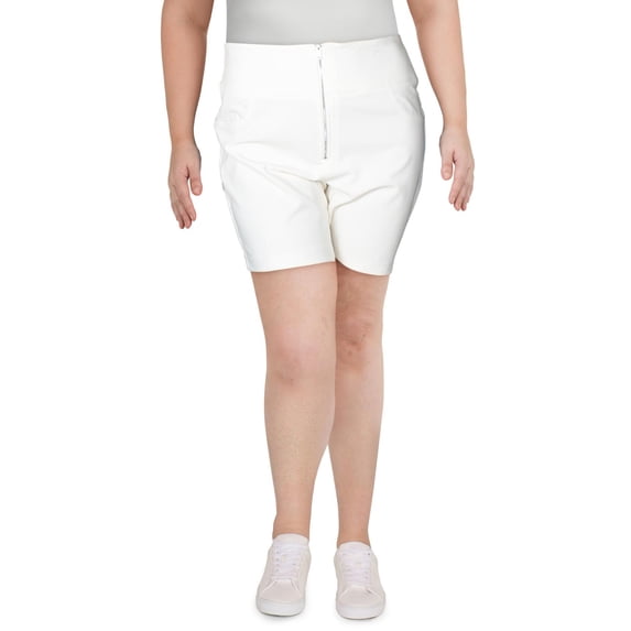 Danielle Bernstein Womens High Waist Solid Bike Shorts Ivory 10