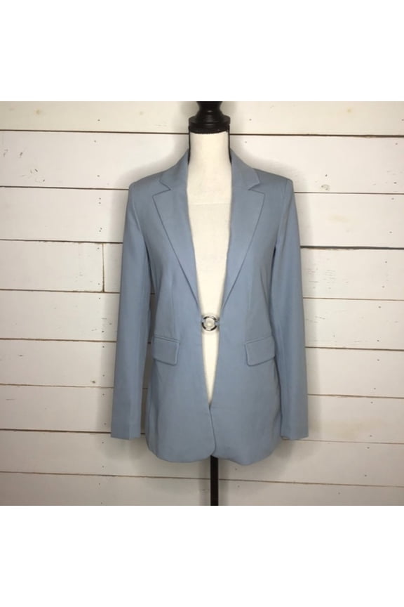 Womens Split Ring Detail Business Blazer Blue L