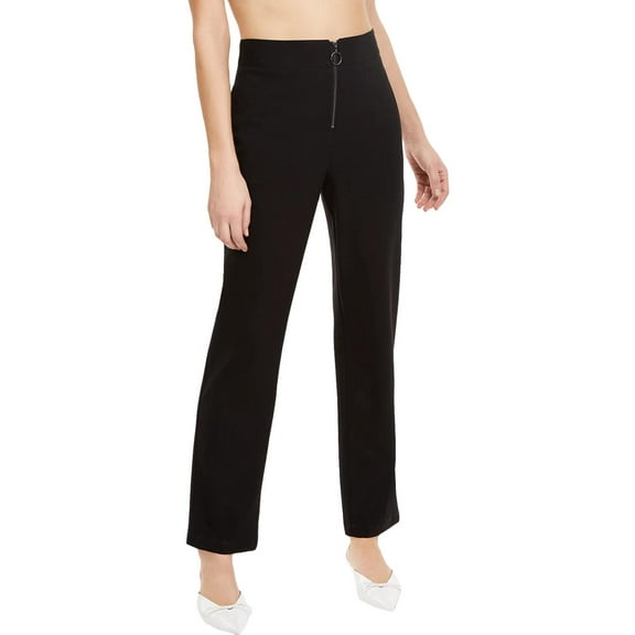 Danielle Bernstein Womens Woven Plaid Dress Pants Black 10