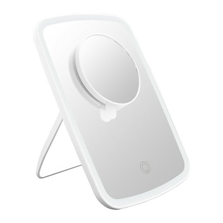 Danielle Creations Lighted Tablet Style Makeup Mirror with 5x Magnification, White