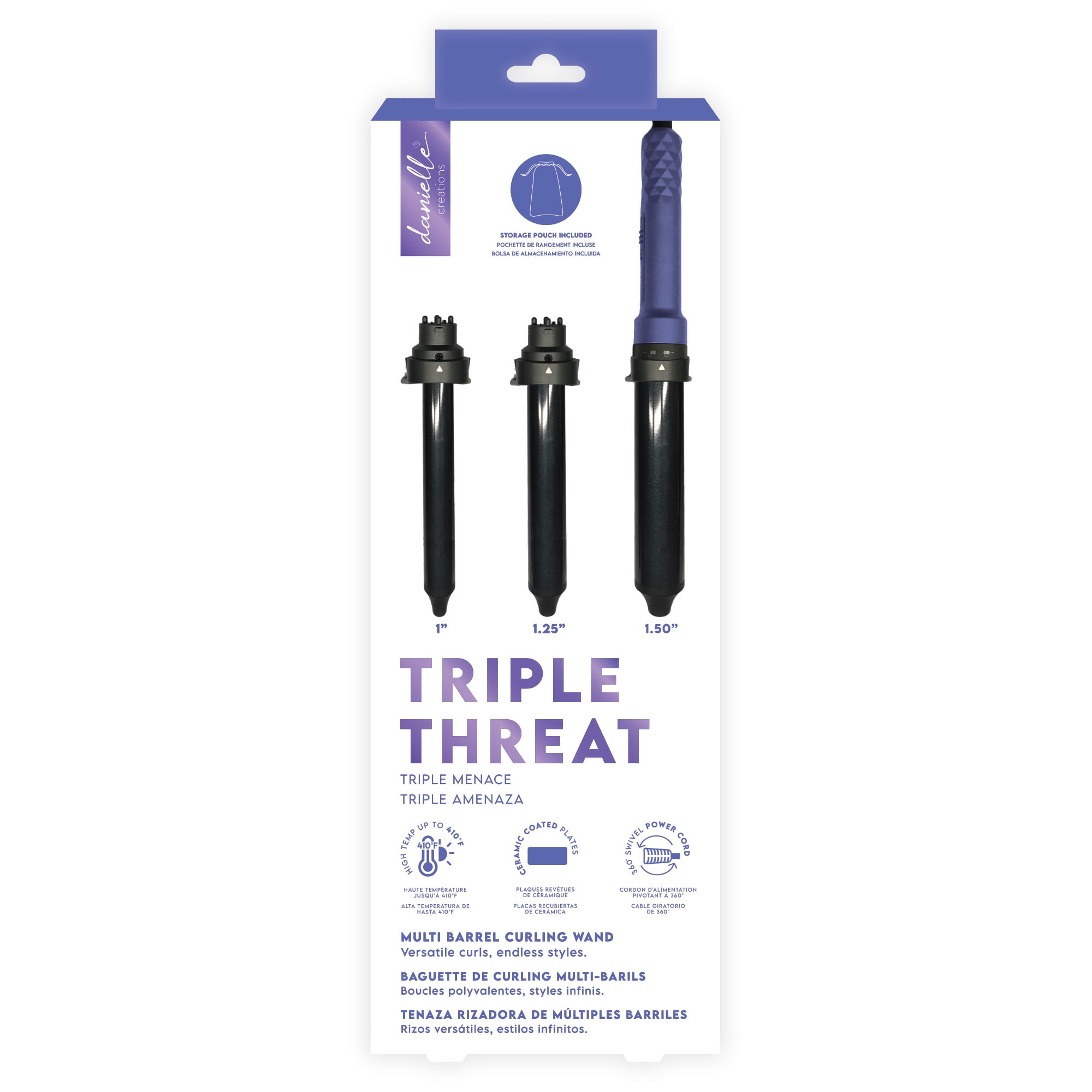 Danielle Creations Triple Threat Ceramic Curling Wand - 1.50