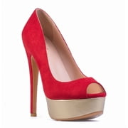 Danielle - Womens Classy & Elegant Peep Toe Pumps with 6 Stiletto High Heels & 1.5 Platform. Handmade to perfection. Size 9