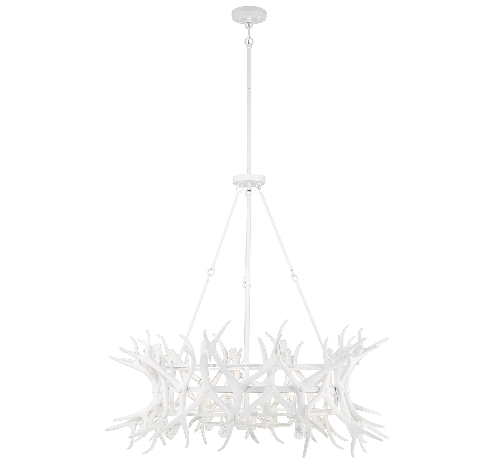 Matte White Antler 8-Light Rustic Chandelier