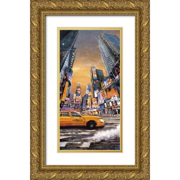 Daniels, Matthew 14x24 Gold Ornate Wood Framed with Double Matting Museum Art Print Titled - Times Square Perspective I