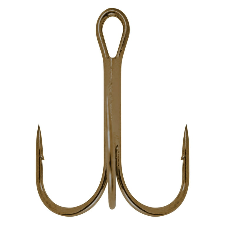 Danielson Bronze Treble Hooks Fishing Terminal Tackle, #14, 4-pack